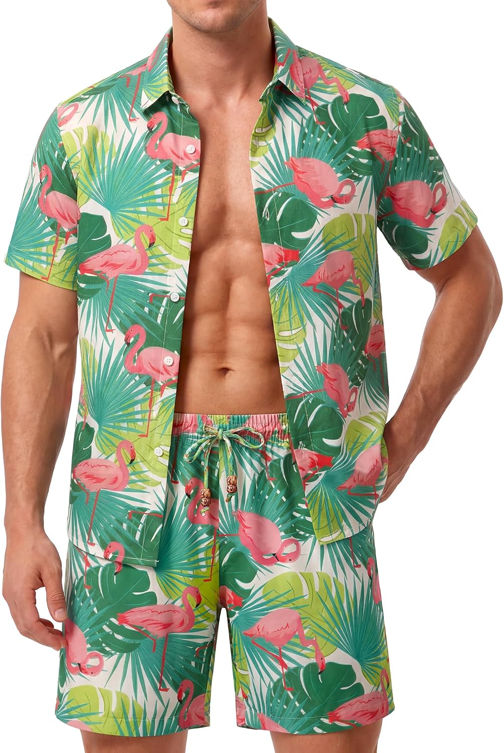 2 Piece Hawaiian Outfit Vacation Short Sets Tropical Shorts Set Outfits Casual Breathable Beachwear