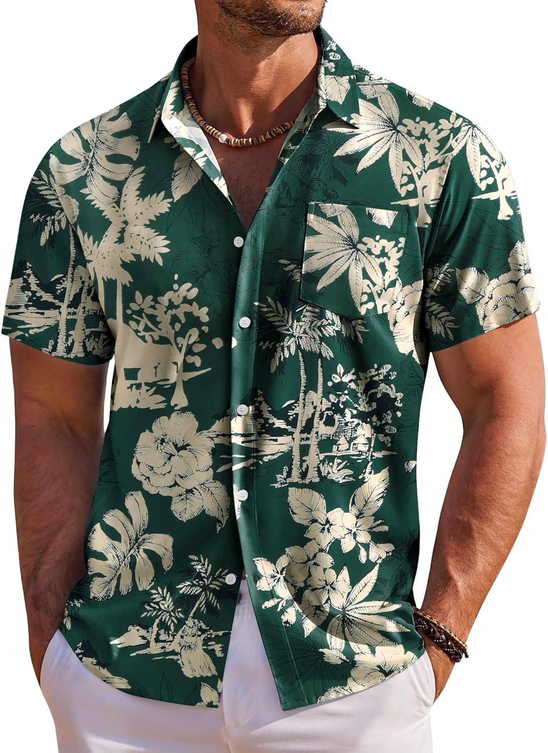 Men's Hawaiian Shirt Short Sleeve Floral Button Down Shirts Tropical Holiday Beach Shirts